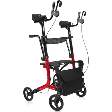 Upright Walker for Seniors & Adults with Seat – 450 lbs Heavy Duty Stand Up Rollator Walker, Lightweight 19.8 lbs, Adjustable Arm Height, 10" All-Terrain Wheels, Foldable Mobility Aid for Elderly