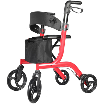 Foldable Rollator Walker for Seniors & Adults with Seat – Lightweight 19 lbs, Supports 300 lbs, Adjustable Arm Height, 10" All-Terrain Wheels, Compact Design for Easy Storage and Travel
