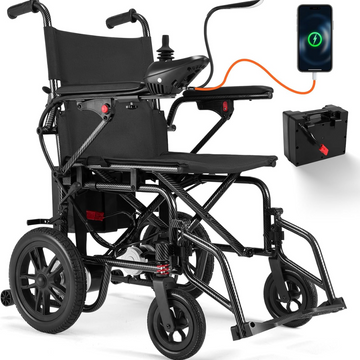Foldable Electric Wheelchair for Adults, 360W Dual Motor Power Wheelchair with 15-Mile Range, 4MPH Max Speed, Supports Up to 286 lbs
