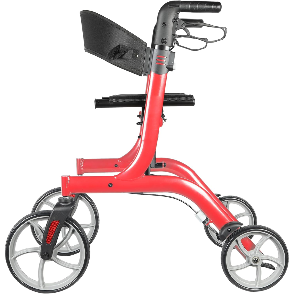 Foldable Rollator Walker for Seniors & Adults with Seat – Lightweight 19 lbs, Supports 300 lbs, Adjustable Arm Height, 10" All-Terrain Wheels, Compact Design for Easy Storage and Travel