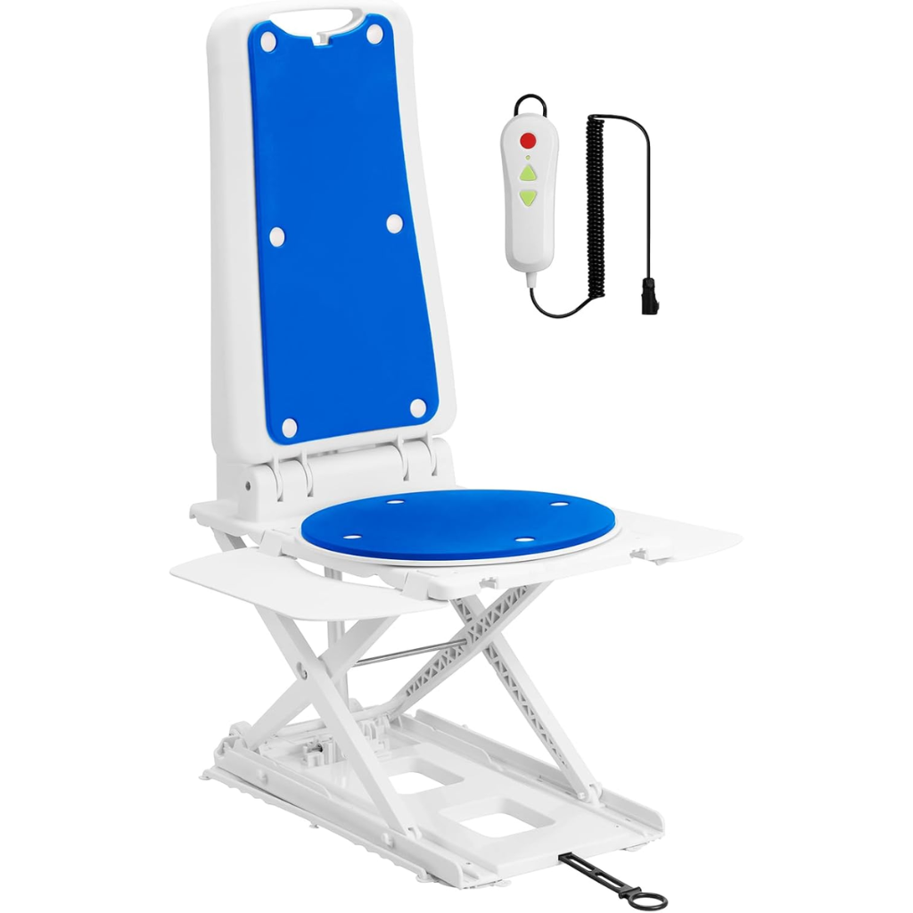 Electric Chair Lift for Seniors – Remote-Control Floor Lift with Padded Backrest, 308 lbs Capacity, Lightweight 24 lbs, IPX8 Waterproof Bathtub Lift for Elderly, Smooth & Safe Transfer Design, Includes Charger