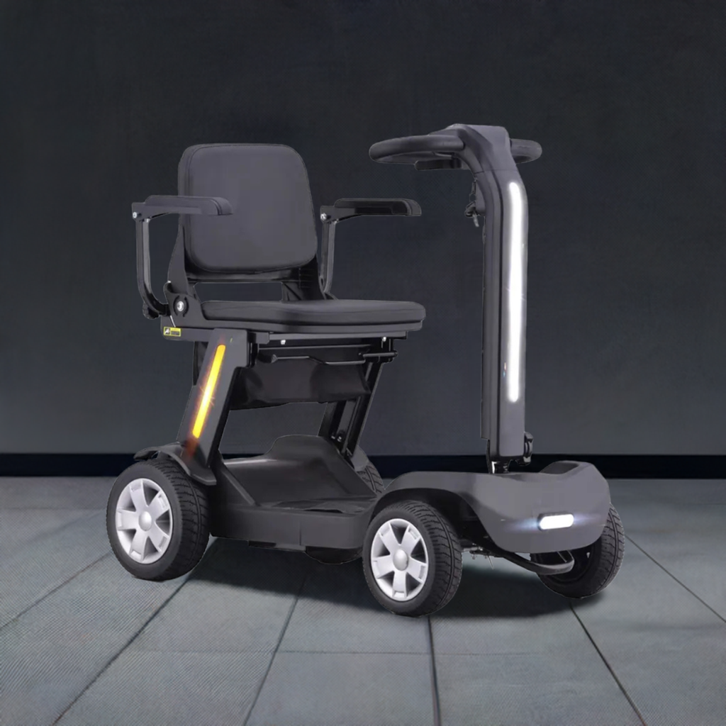 SKRT Foldable Mobility Scooter, Tool-Free Assembly, Airline-Friendly, LED Strip Light, Long Battery Life.