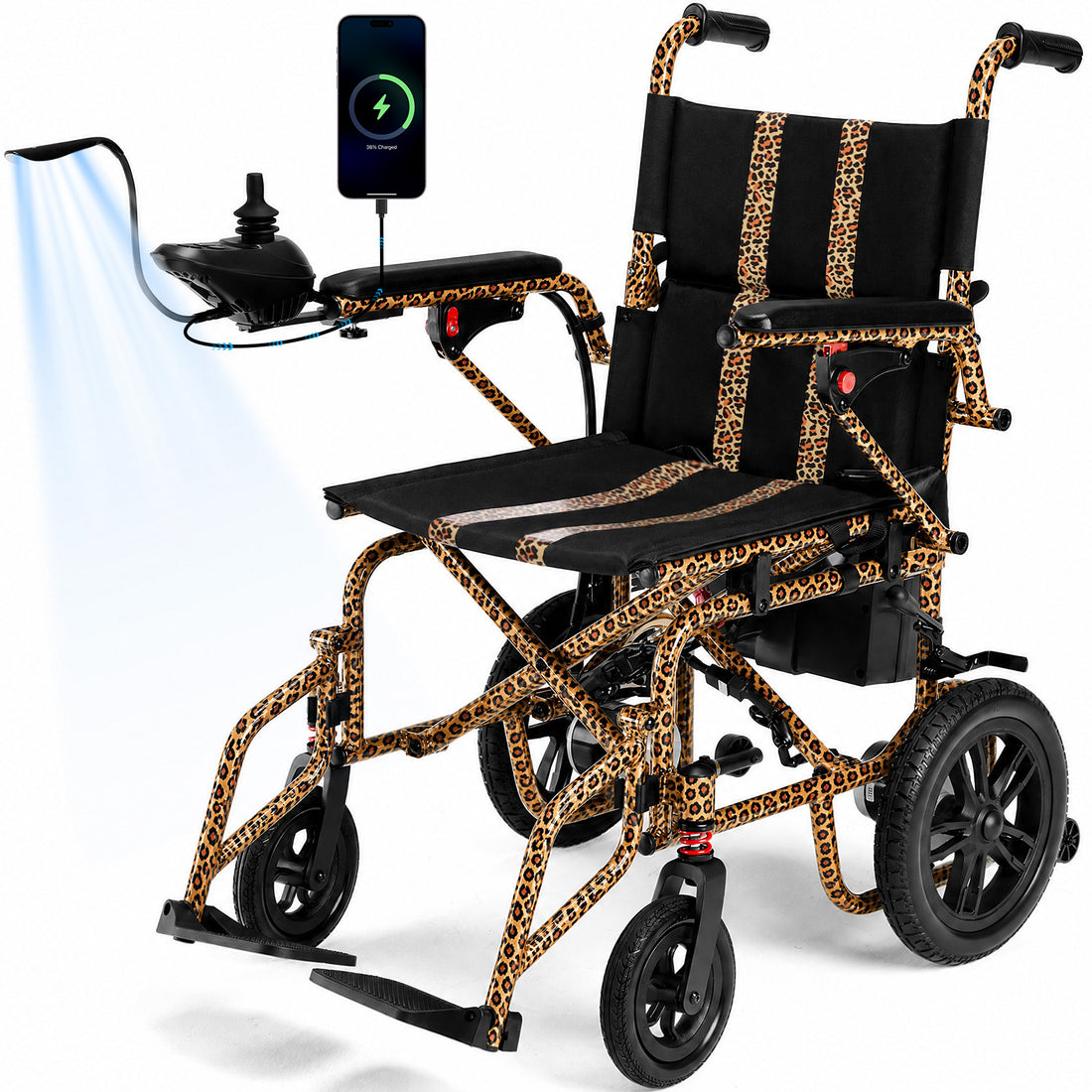 SKRT XW-LY001 Foldable Electric Wheelchair for Adults, 720W Dual Motor Power Wheelchair, 15-Mile Long Range, 360° Joystick Control, Lightweight Travel Design
