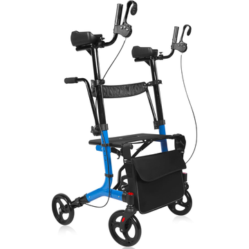 SKRT HY8522L Upright Rollator Walker for Seniors, 450lbs Heavy Duty Rollator with Seat, Stand Up Mobility Aid, 10" All-Terrain Wheels, Foldable, 19.8lbs
