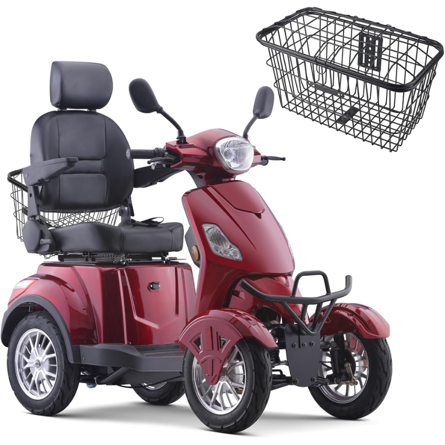 SKRT-Super Large Electric 4 Wheel Mobility Scooters, Fully Assembled, Receive Ready to Ride, Heavy Duty 800W Wheelchair Device, 500 LBS Capacity, Speed Adjust, Remote Key