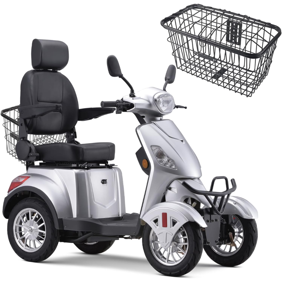 SKRT-Super Large Electric 4 Wheel Mobility Scooters, Fully Assembled, Receive Ready to Ride, Heavy Duty 800W Wheelchair Device, 500 LBS Capacity, Speed Adjust, Remote Key