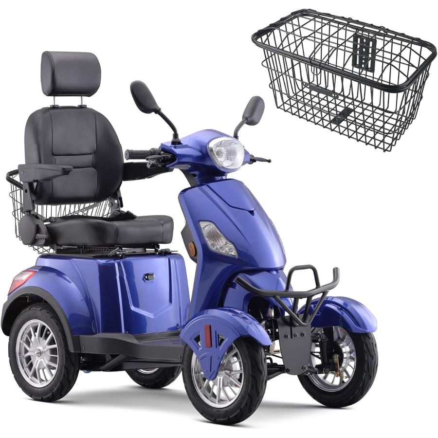 SKRT XW-E01 Heavy Duty 4-Wheel Mobility Scooter for Adults, 800W Motor, 500lbs Max Capacity, 15MPH High Speed, 25-Mile Range, Fully Assembled