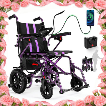 SKRT XW-LY001 Foldable Electric Wheelchair for Adults, 360W Dual Motor Power Wheelchair with 15-Mile Range, 4MPH Max Speed, Supports Up to 286 lbs