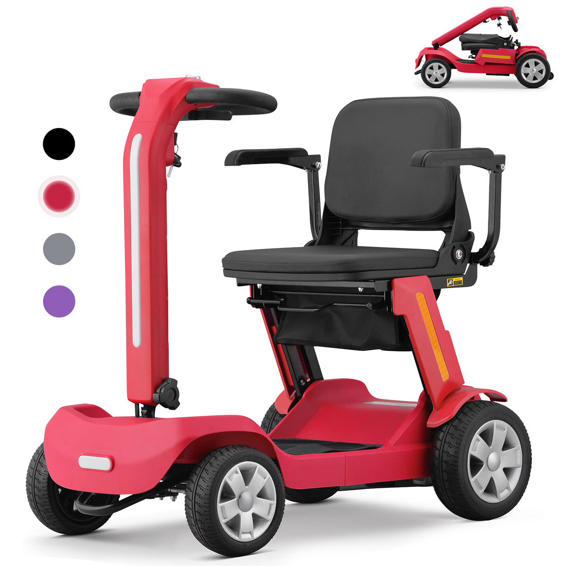 SKRT RF02 Foldable Mobility Scooter, Tool-Free Assembly, Airline-Friendly, LED Strip Light, Long Battery Life.