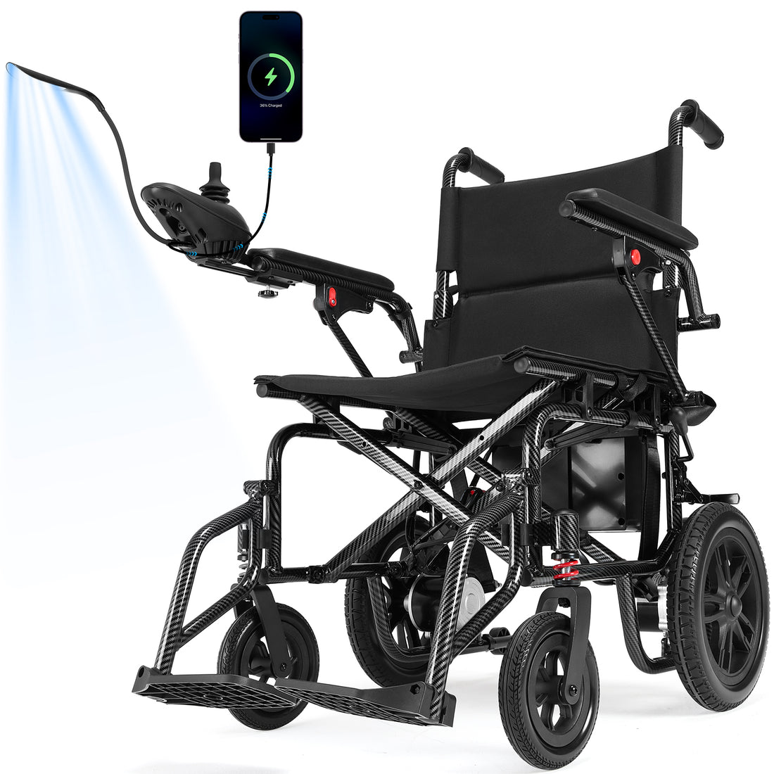 SKRT XW-LY001 Foldable Electric Wheelchair for Adults, 720W Dual Motor Power Wheelchair, 15-Mile Long Range, 360° Joystick Control, Lightweight Travel Design