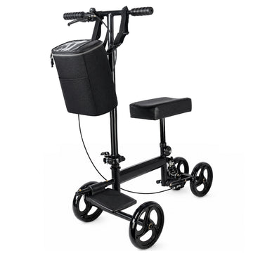 SKRT HY8447 Knee Walker 4-Wheel Knee Scooter with Adjustable Knee Pad & Handlebar, Rear Brake and Storage Bag